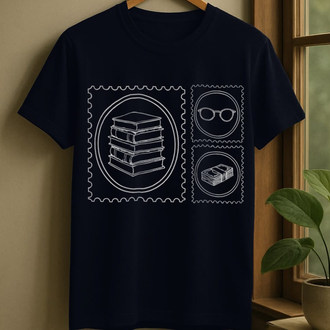 Navy / S Bookish stamp t-shirt