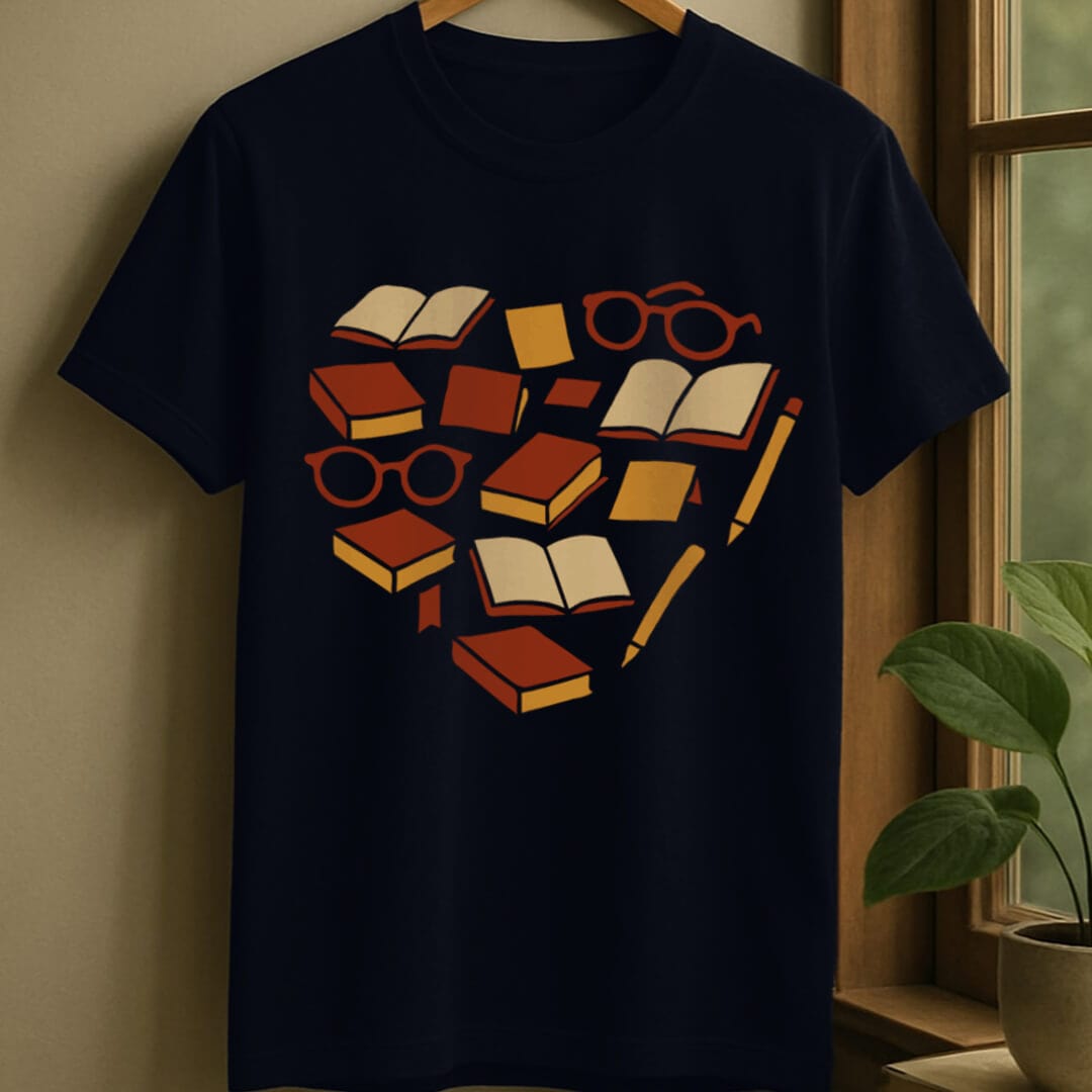 Navy / S Bookish things heart t-shirt