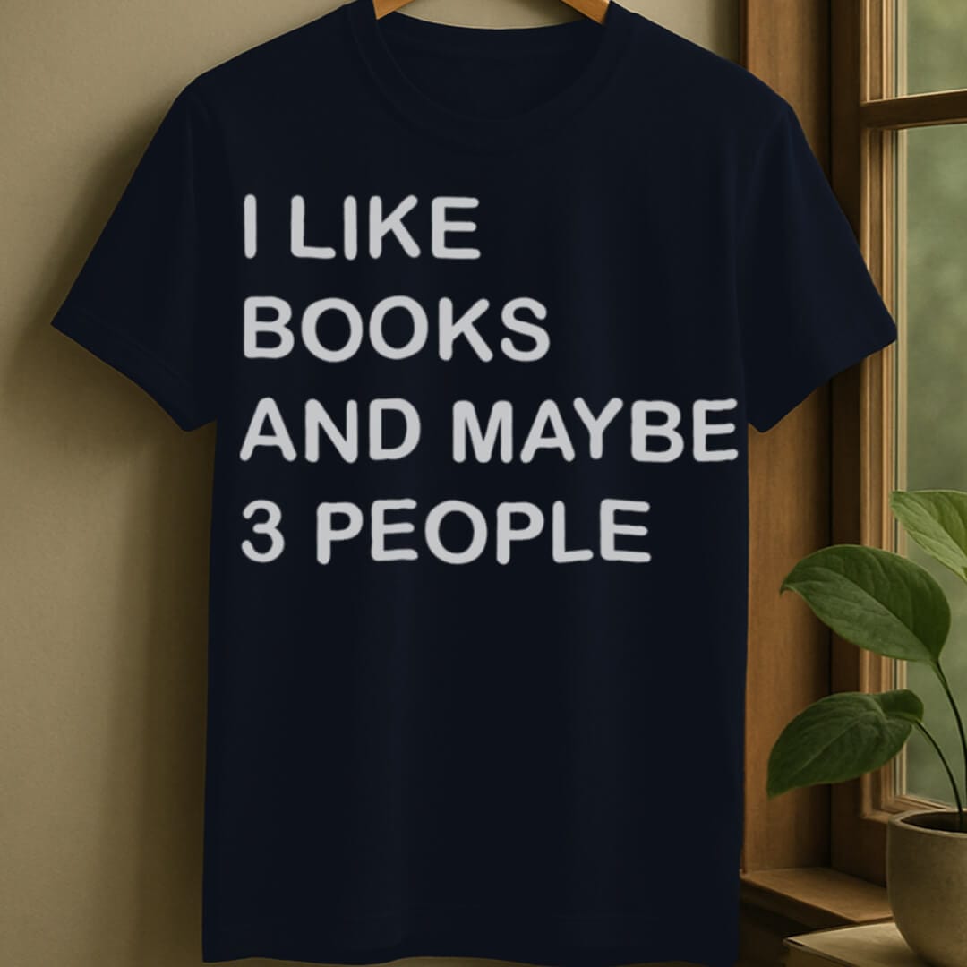 Navy / S Books and maybe 3 people t-shirt