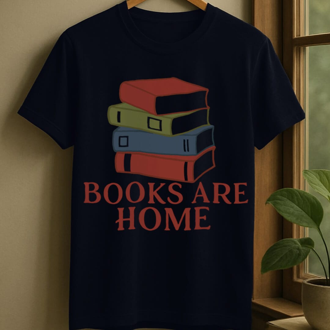 Navy / S Books are home t-shirt