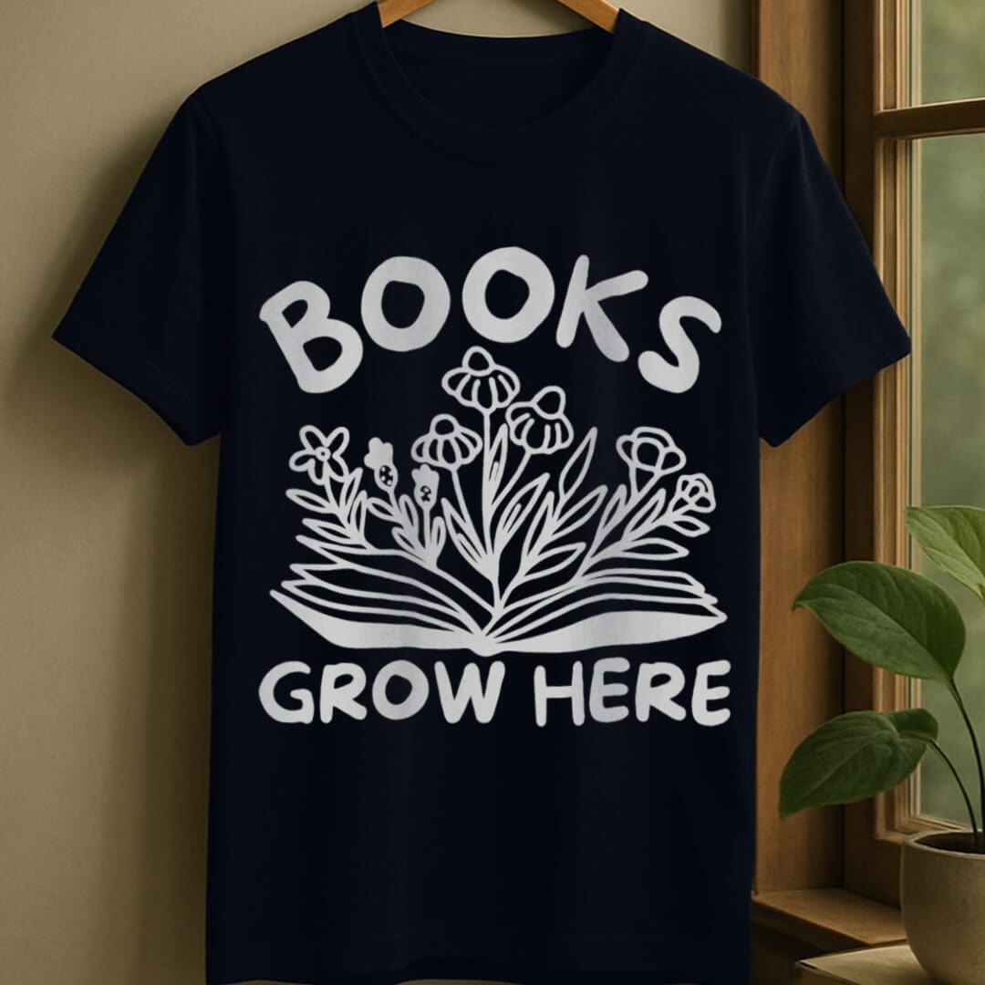 Navy / S Books grow here t-shirt