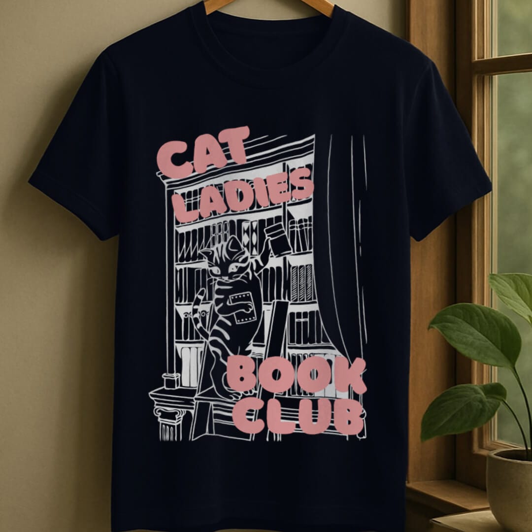Navy / S Cat ladies bookclub t-shirt