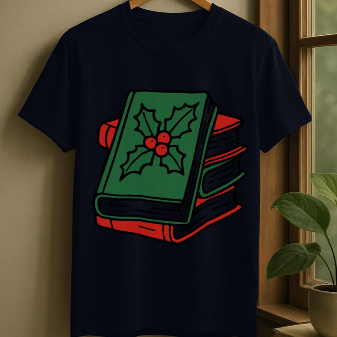 Navy / S Christmas books t-shirt