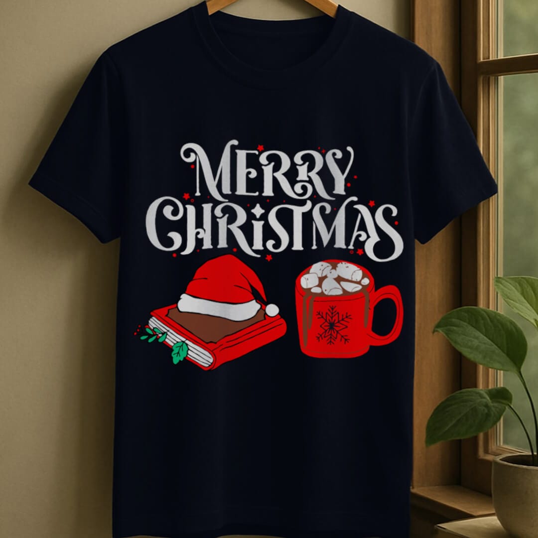 Navy / S Christmas reads t-shirt