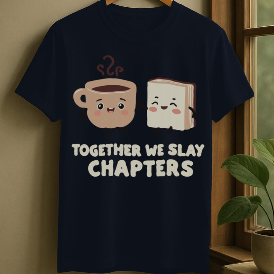 Navy / S Coffee and book t-shirt