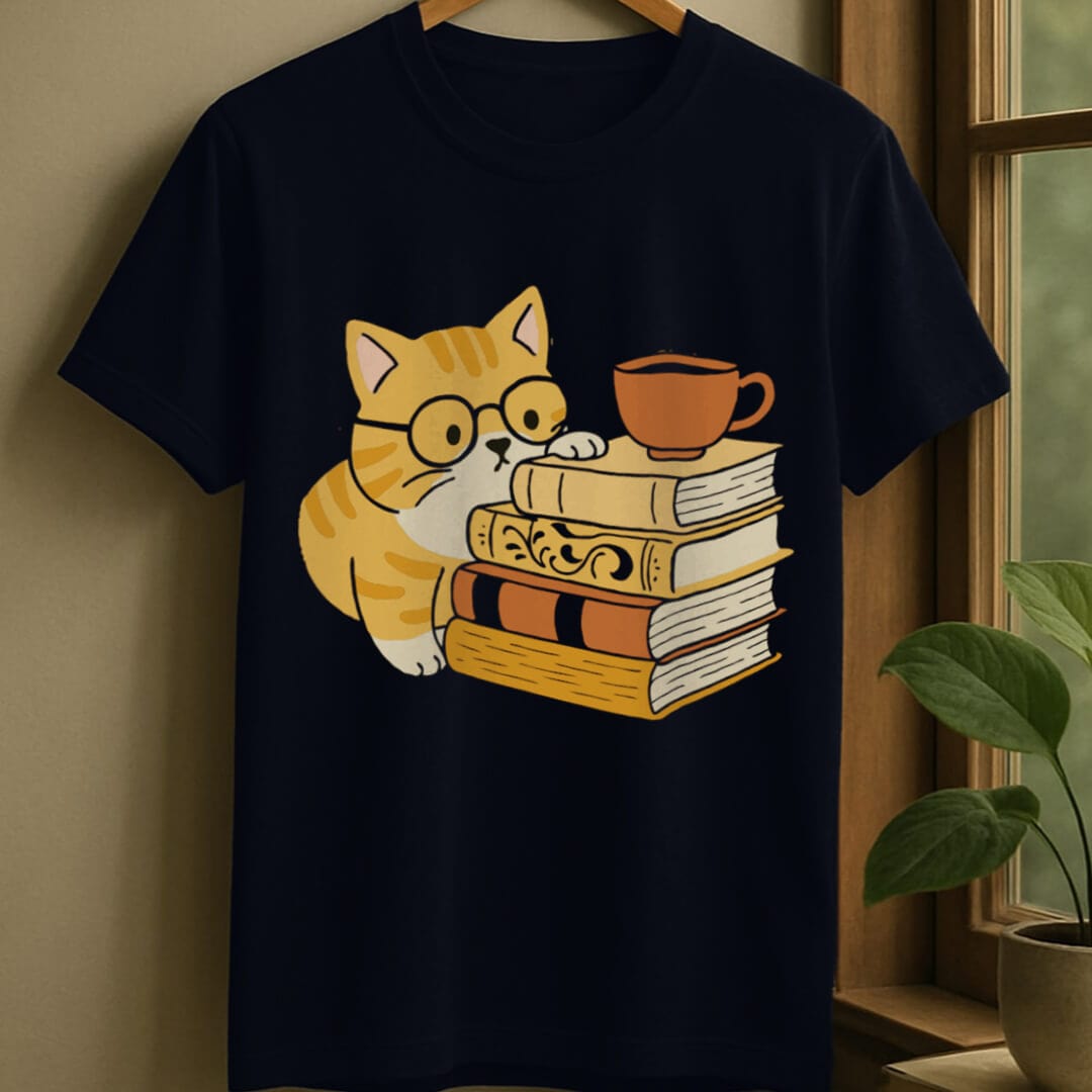 Navy / S Curious cat t-shirt