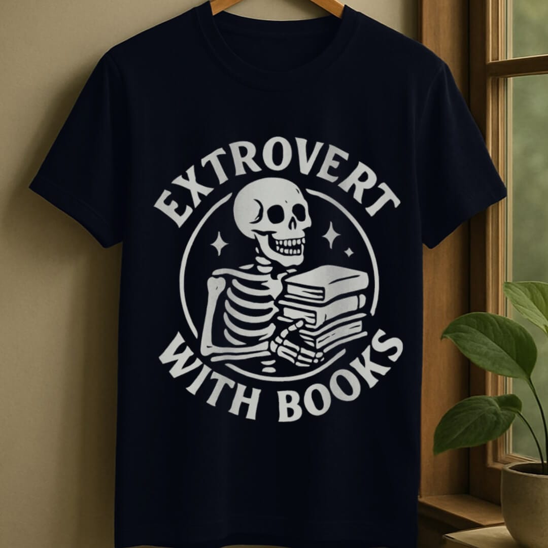 Navy / S Extrovert with books t-shirt