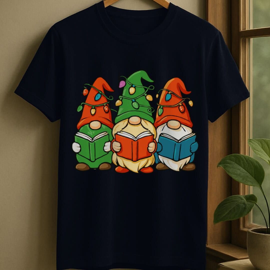 Navy / S Gnomes reading t-shirt