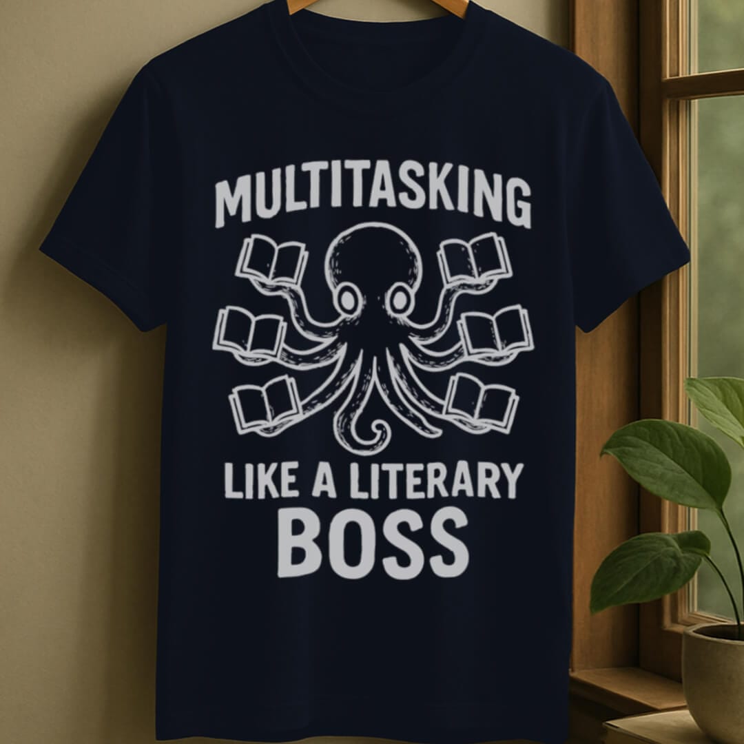 Navy / S Octopus multitasking books t-shirt