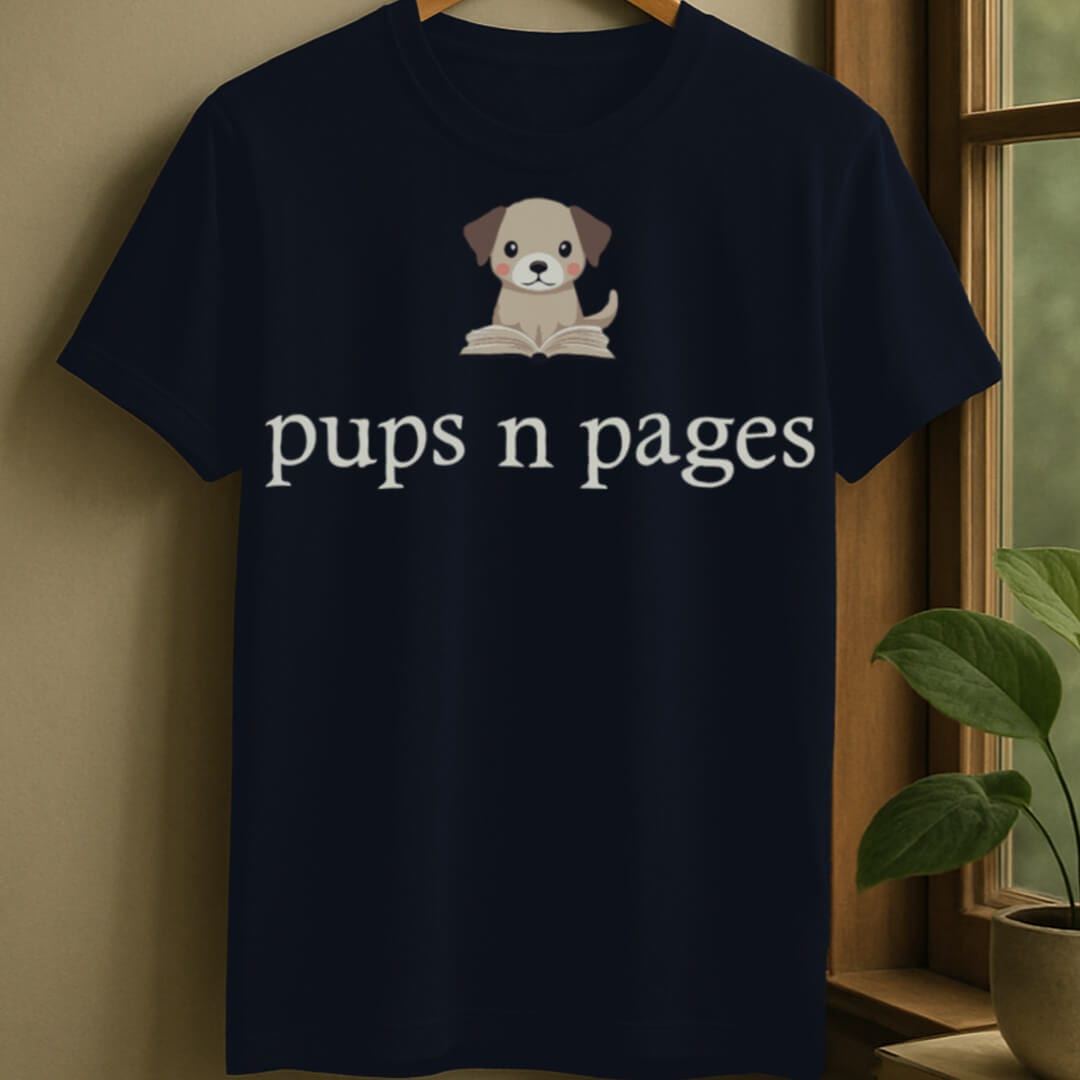 Navy / S Pups and pages t-shirt