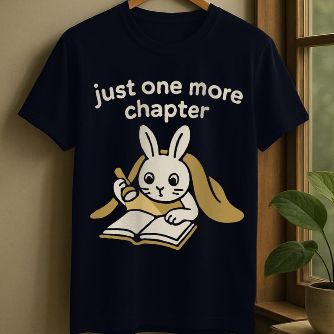 Navy / S Rabbit late night reading t-shirt