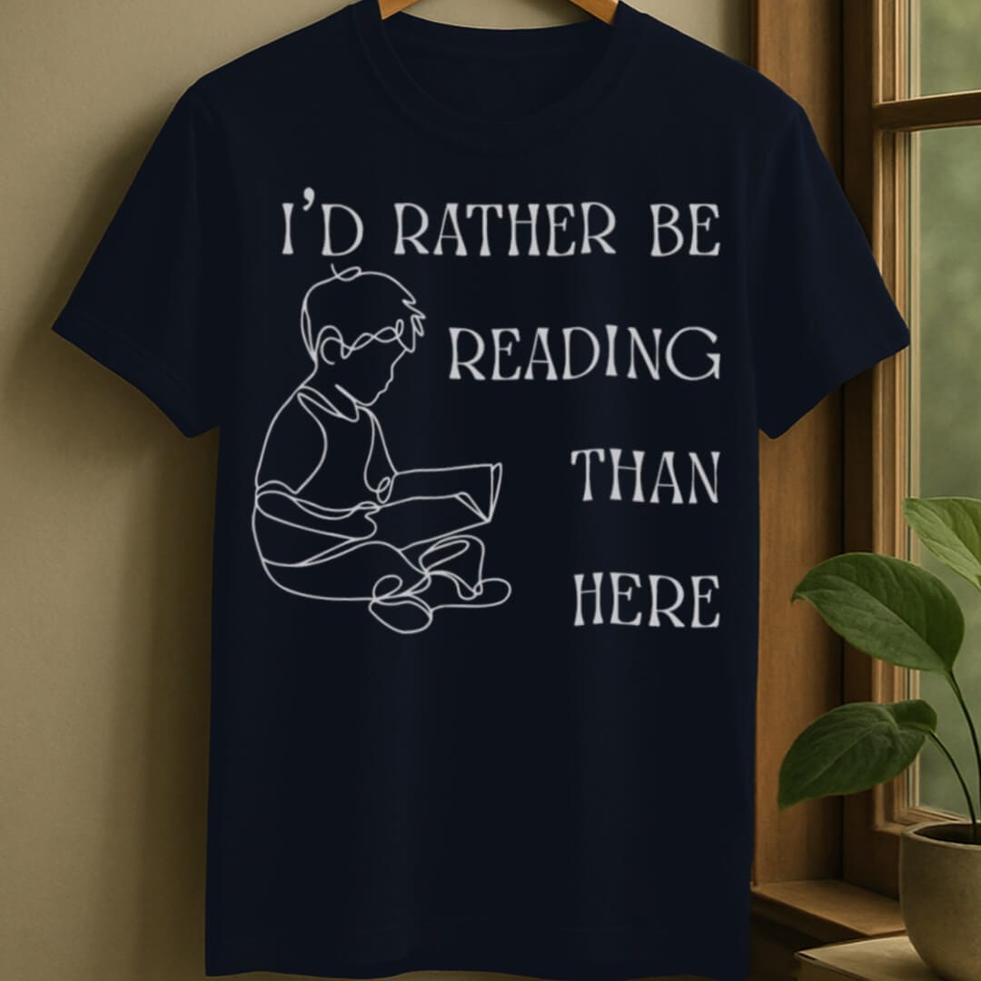 Navy / S Rather be reading t-shirt