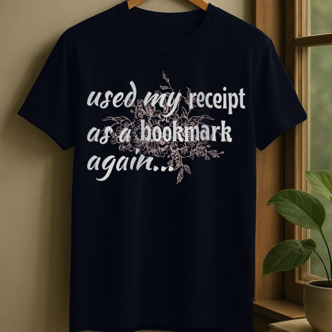 Navy / S Receipt as bookmark t-shirt