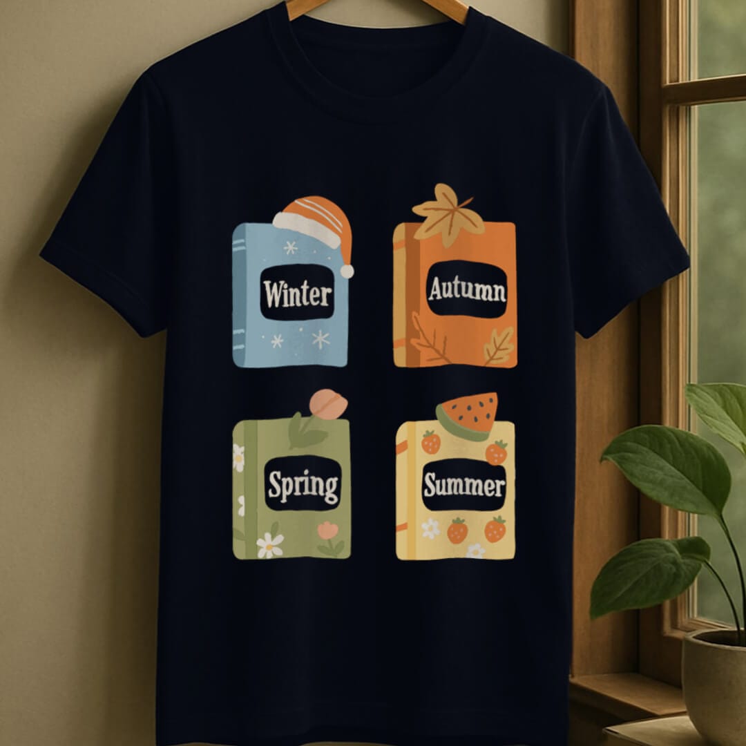 Navy / S Seasonal books t-shirt