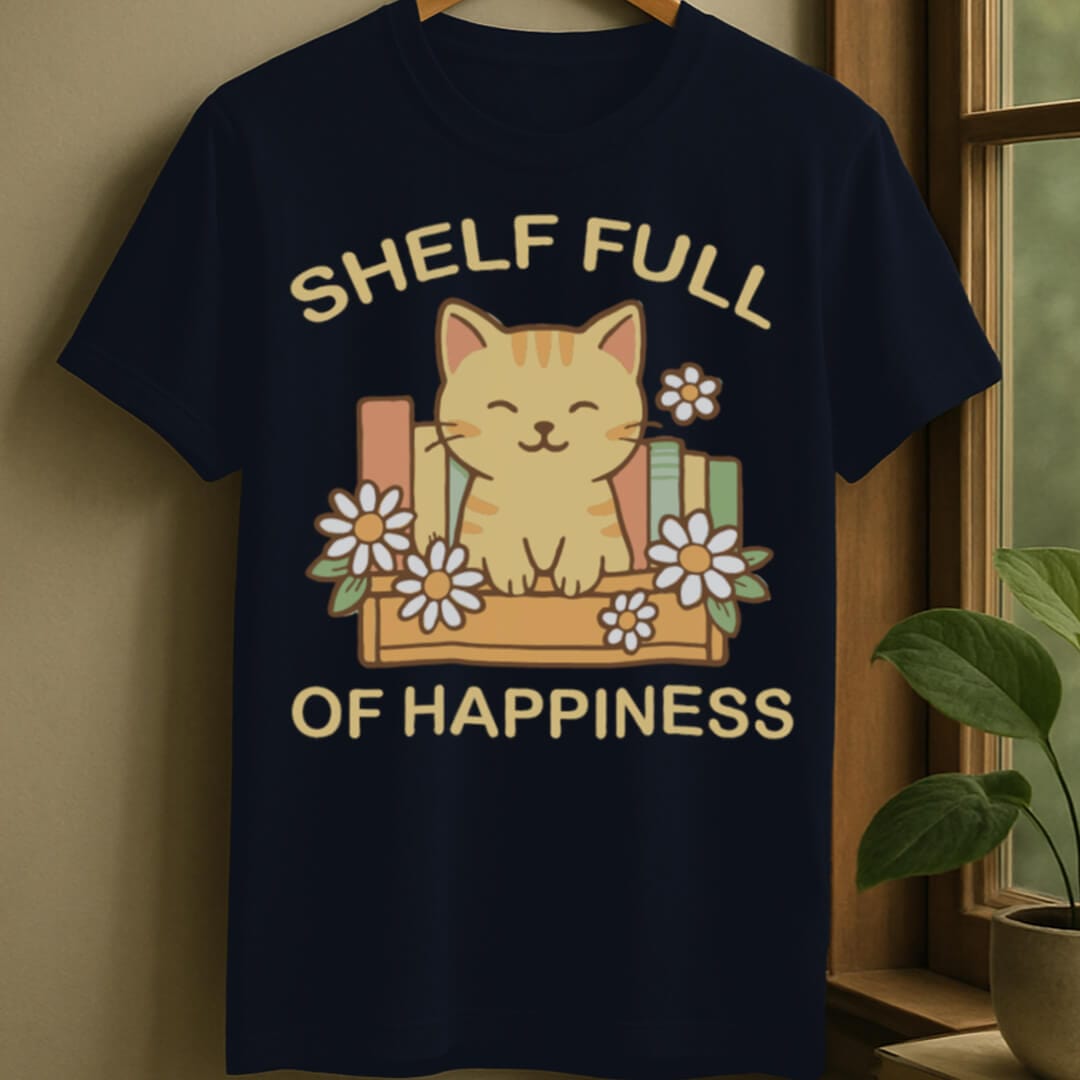 Navy / S Shelf full of happiness t-shirt