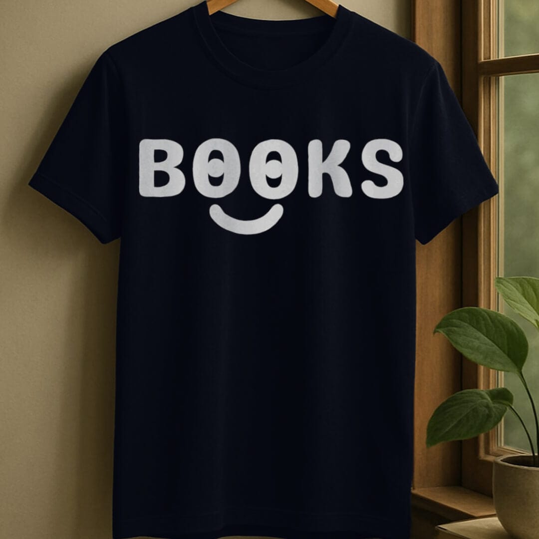 Navy / S Smiley books t-shirt