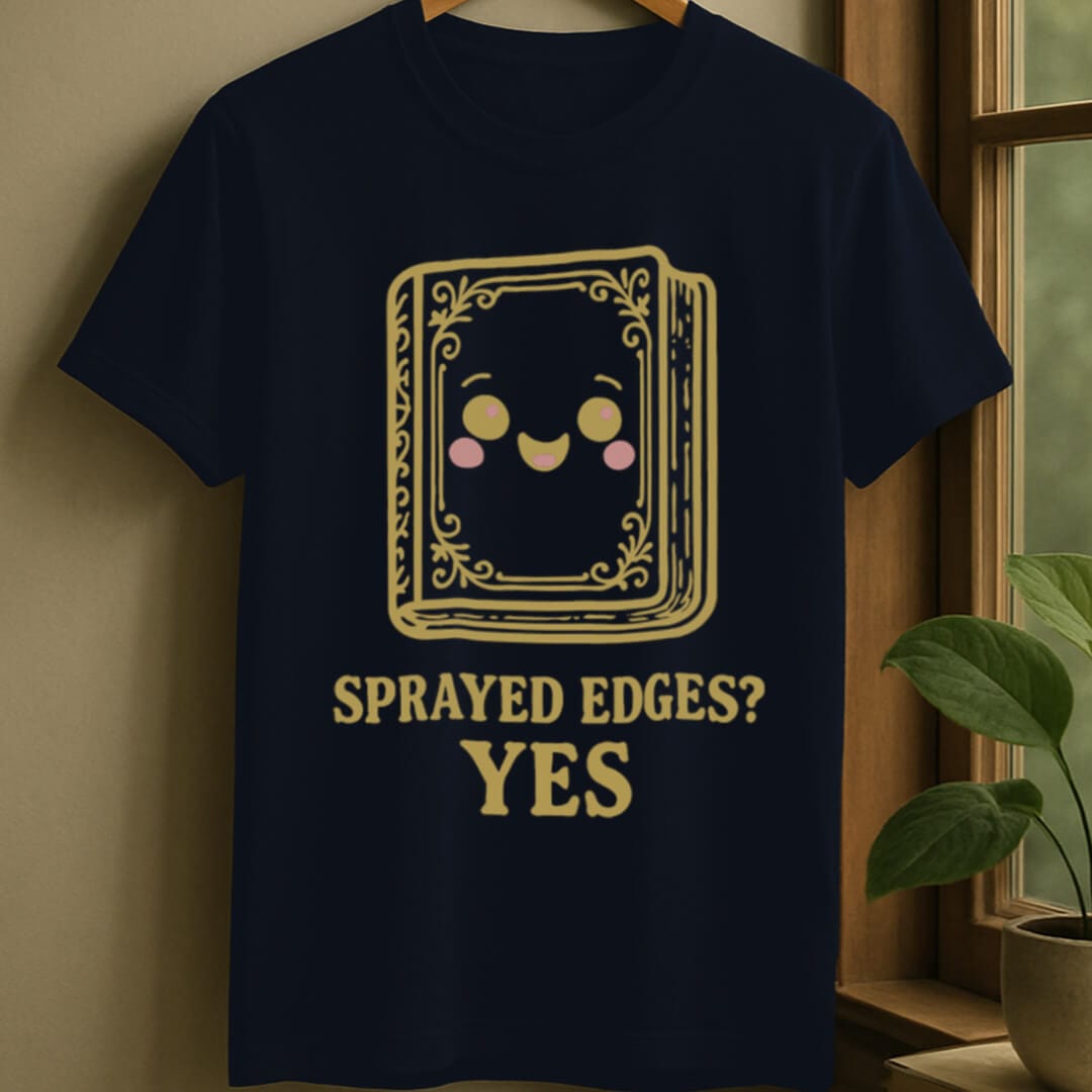 Navy / S Sprayed edge book t-shirt