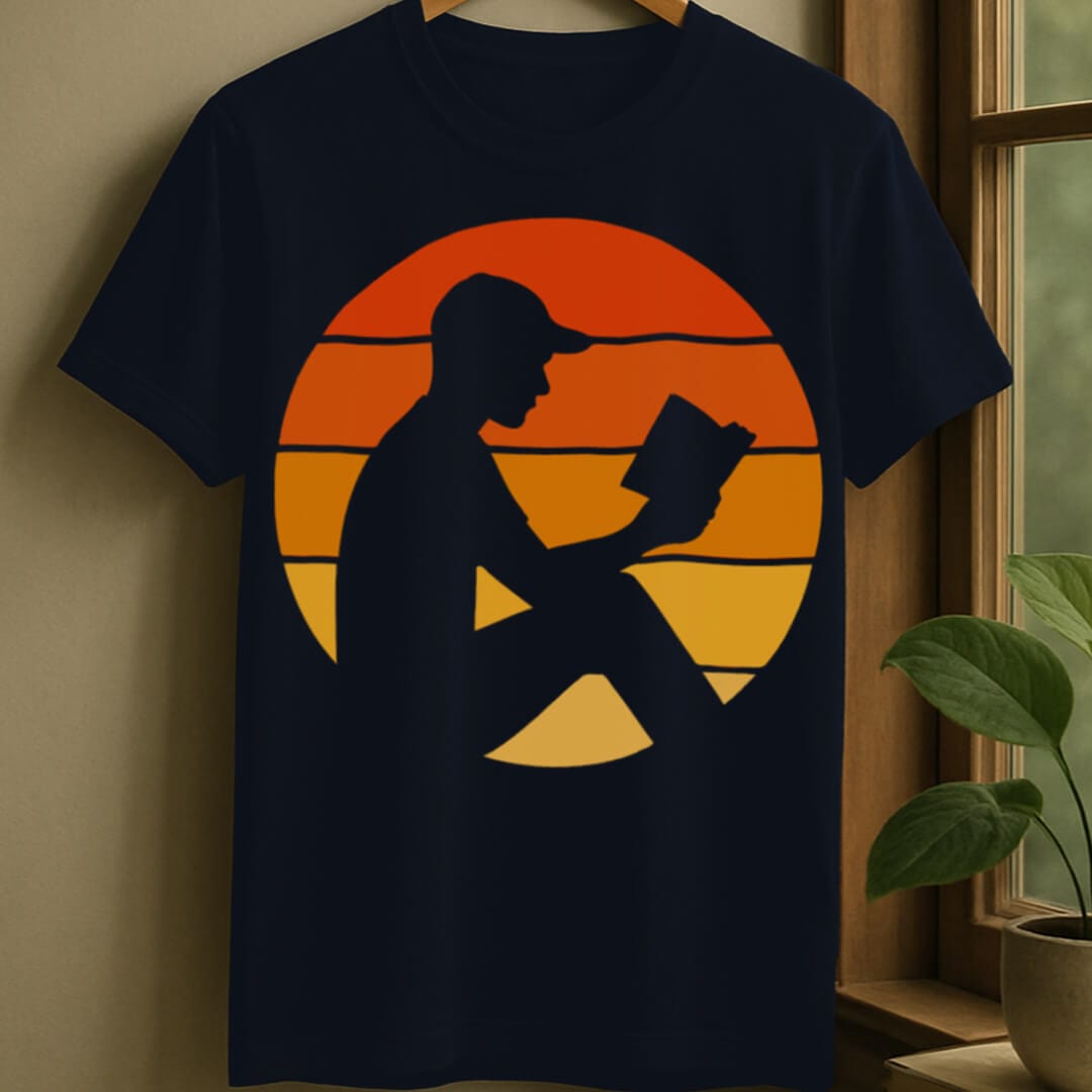 Navy / S Sunset reader silhouette t-shirt