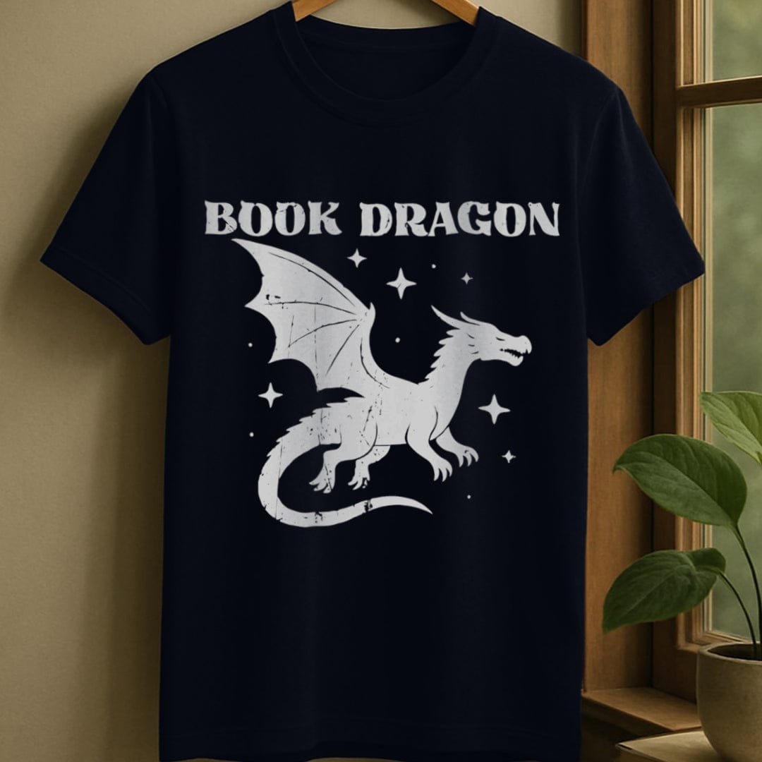 Navy / S Vintage book dragon t-shirt