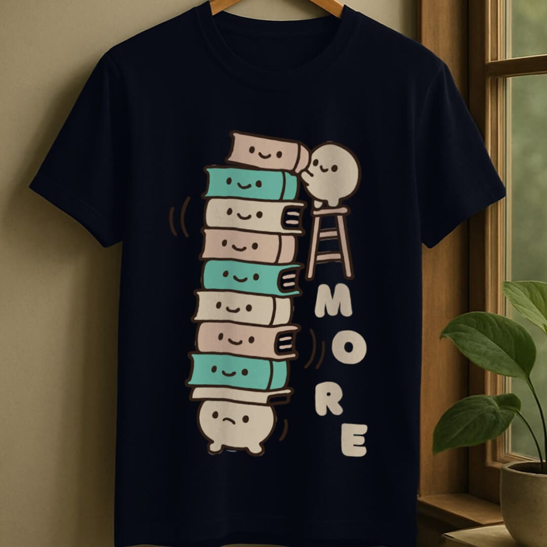 Navy / S Want more books t-shirt