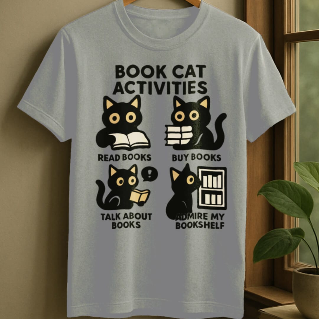 Sport Grey / S Book cat activities t-shirt