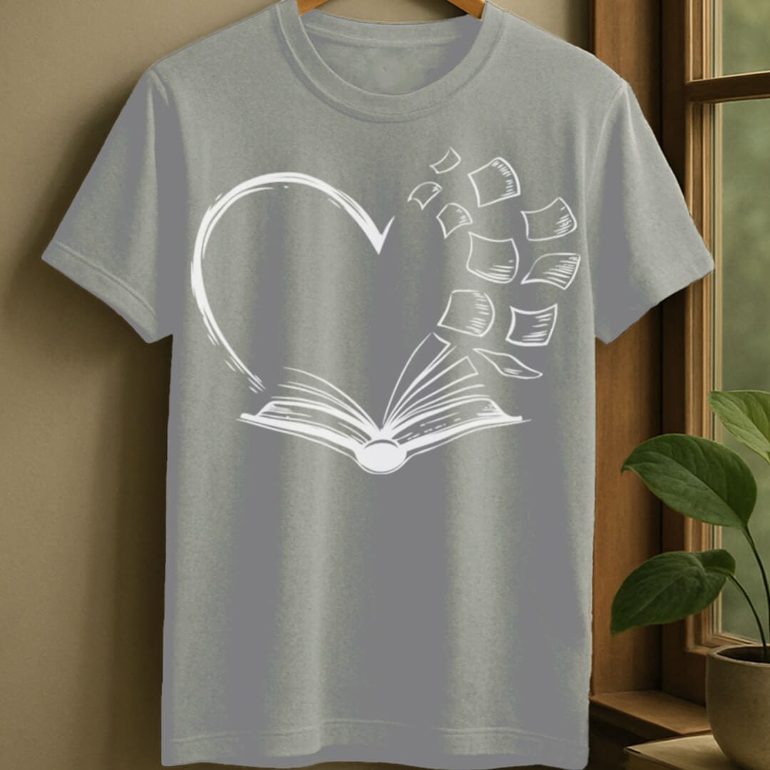 Sport Grey / S Book heart t-shirt