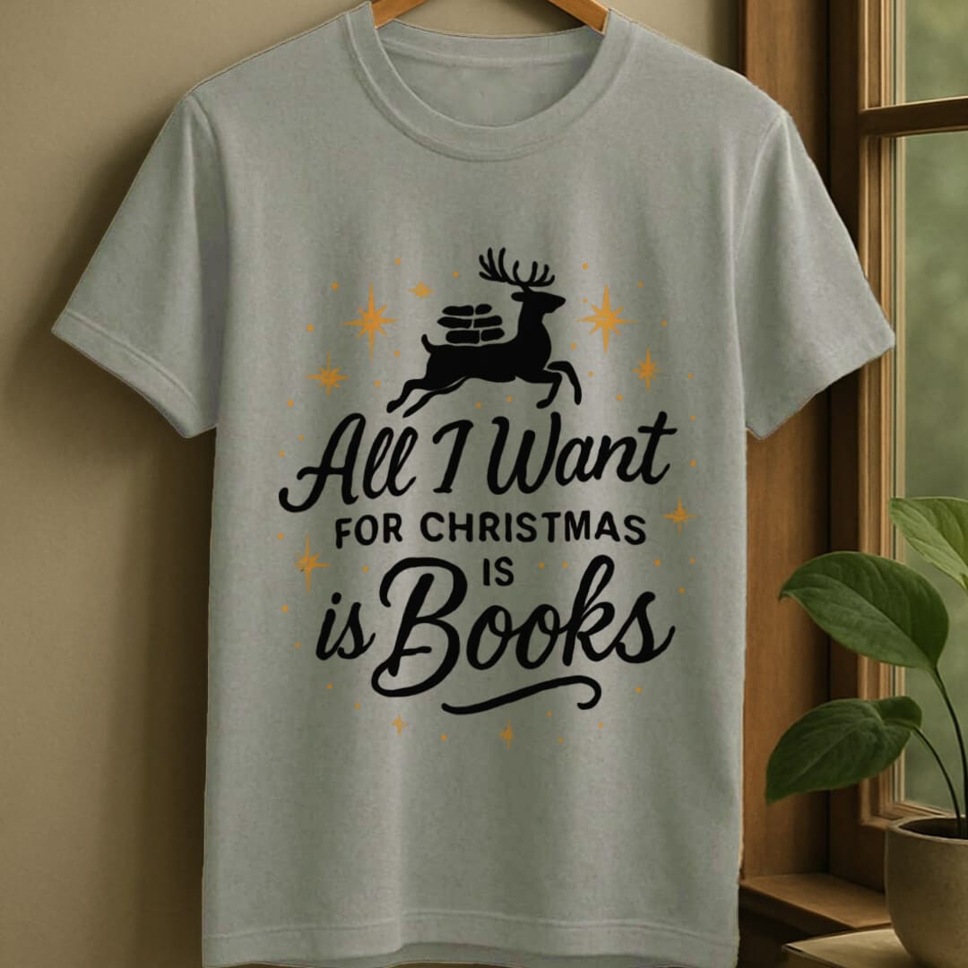 Sport Grey / S Bookish christmas wish t-shirt