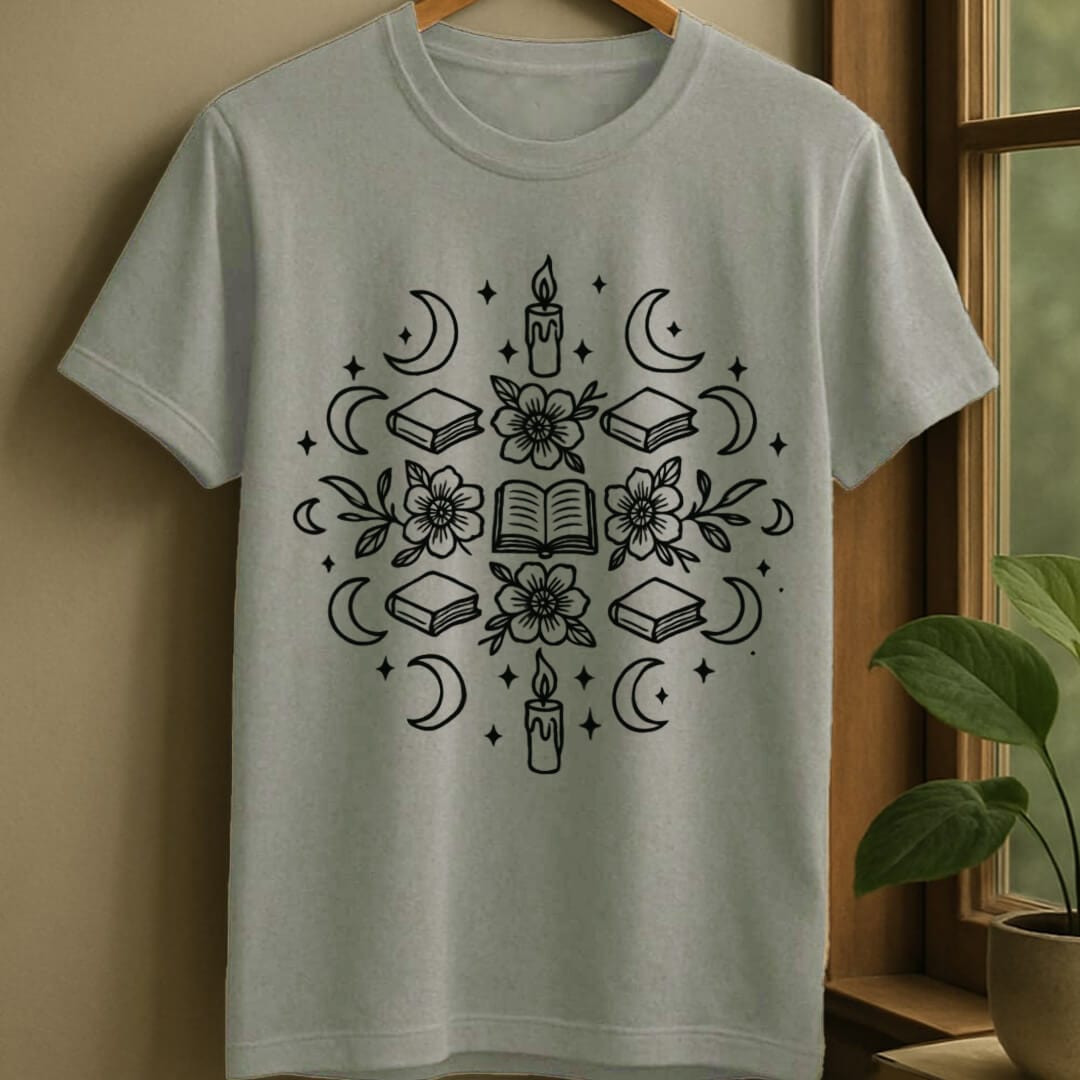 Sport Grey / S Bookish mandala t-shirt