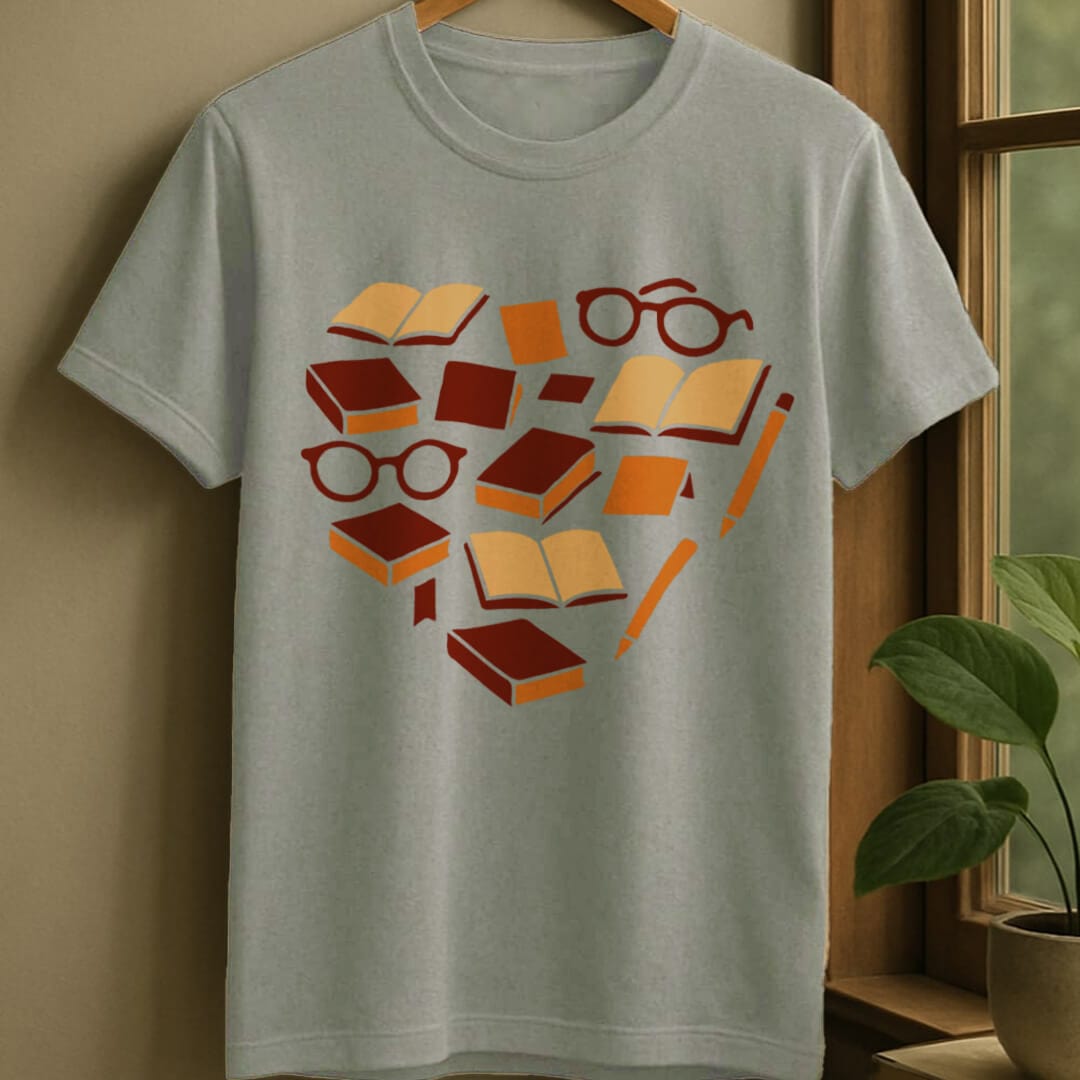 Sport Grey / S Bookish things heart t-shirt