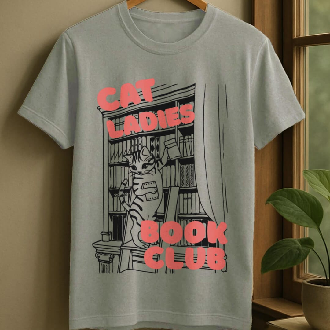 Sport Grey / S Cat ladies bookclub t-shirt