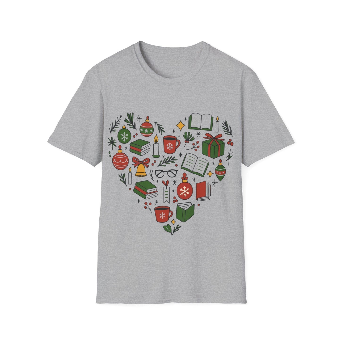 Sport Grey / S Christmas heart t-shirt