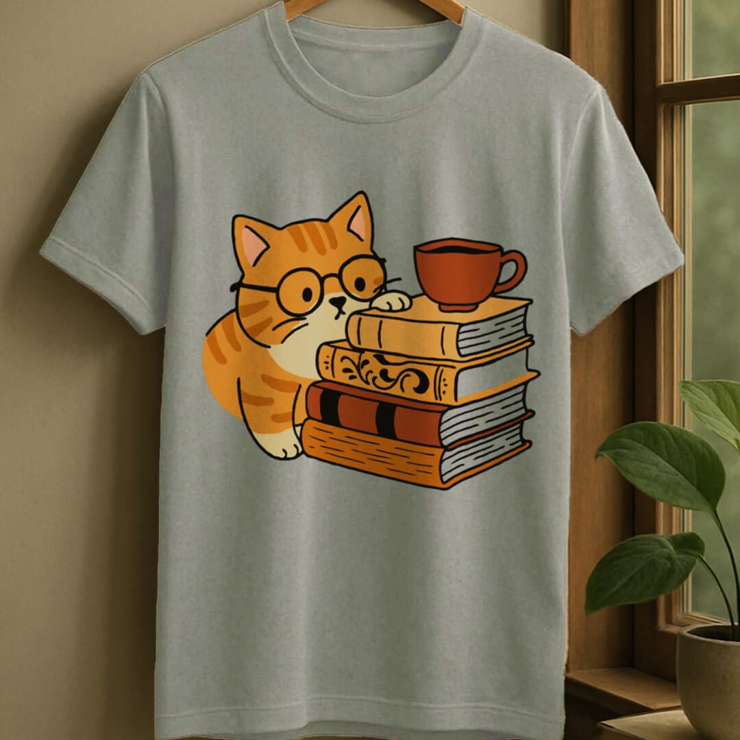 Sport Grey / S Curious cat t-shirt