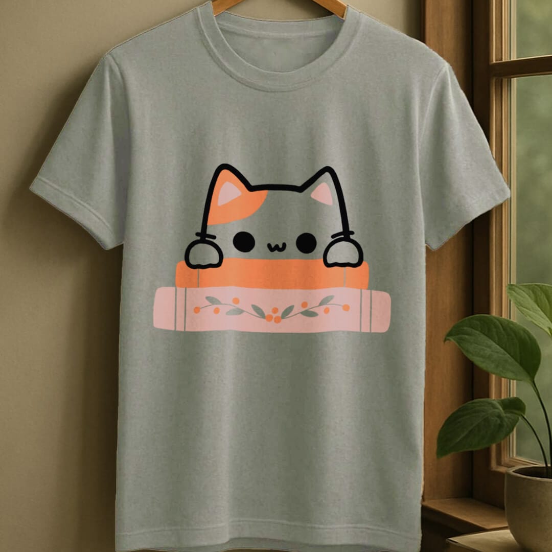 Sport Grey / S Cute cat peaking t-shirt