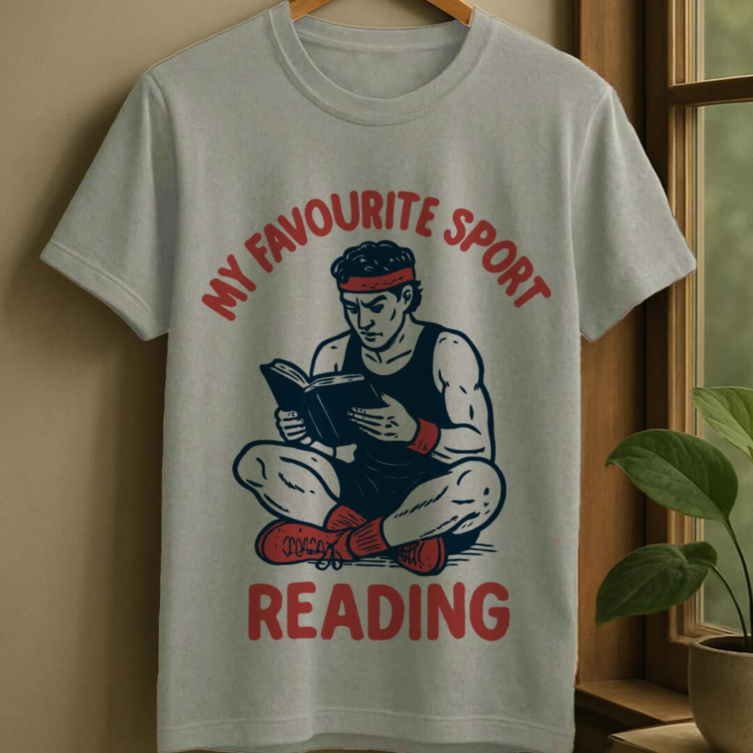 Sport Grey / S Favourite sport is reading t-shirt