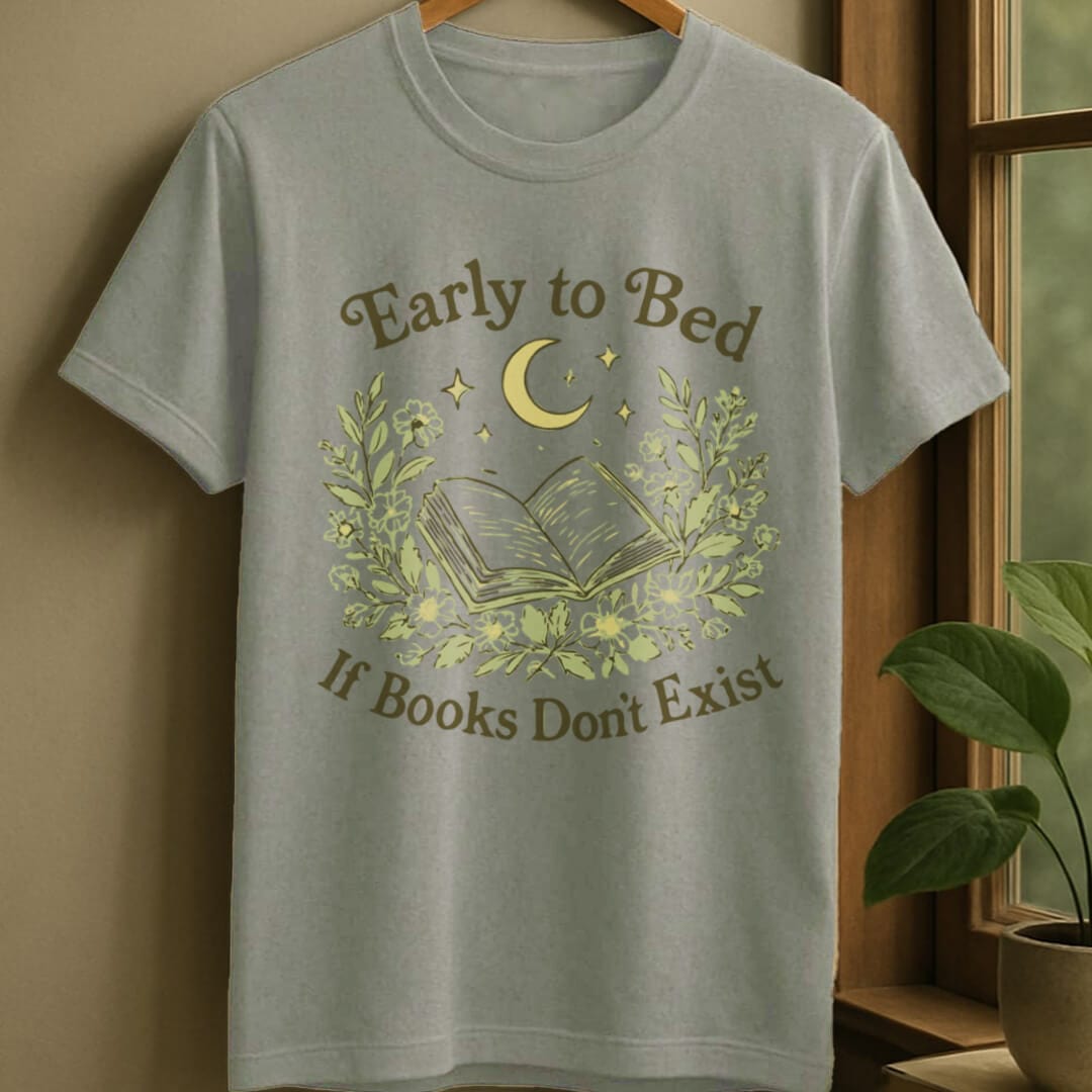 Sport Grey / S Floral moonlit book t-shirt