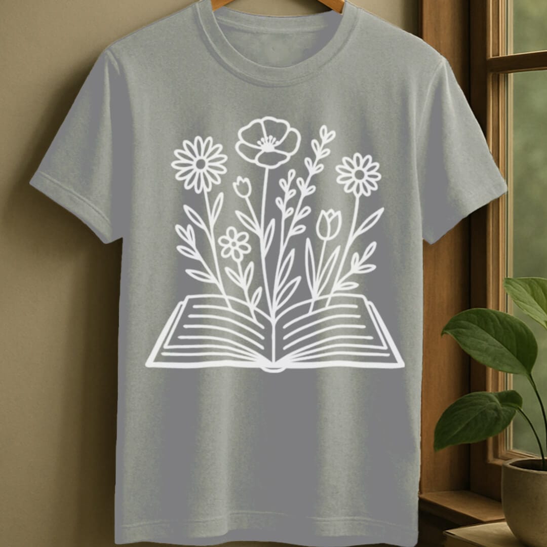 Sport Grey / S Flower book t-shirt