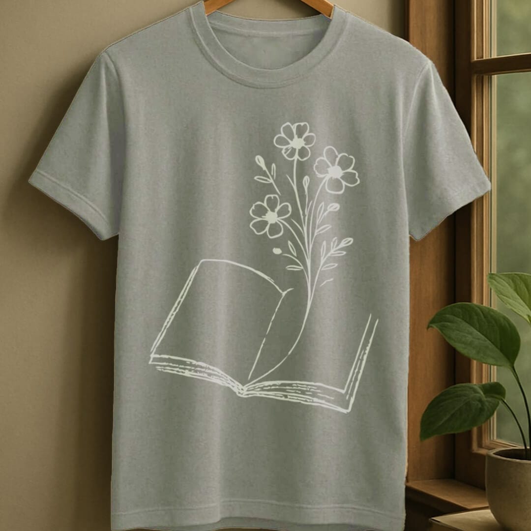 Sport Grey / S Flower bookmark t-shirt
