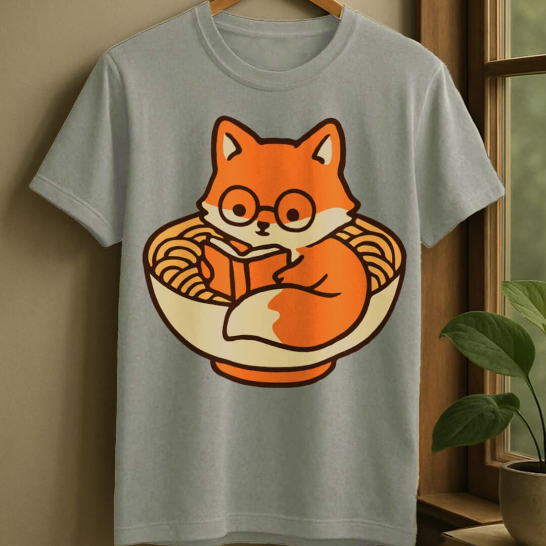 Sport Grey / S Fox reading in ramen bowl t-shirt