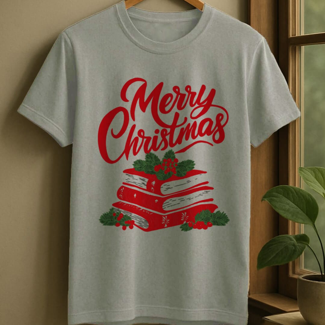 Sport Grey / S Merry bookish christmas t-shirt