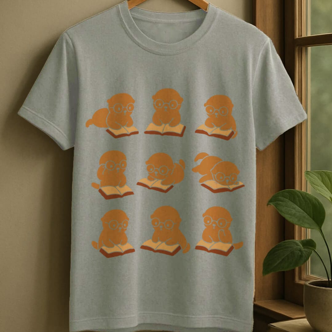 Sport Grey / S Otter reading t-shirt