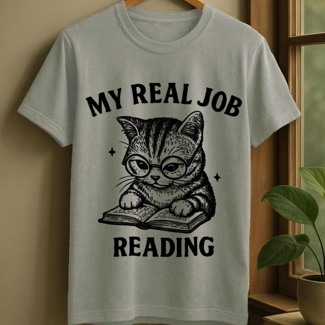 Sport Grey / S Real job is reading t-shirt