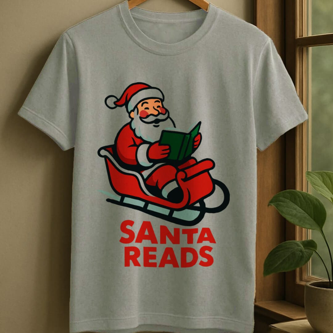 Sport Grey / S Santa reads t-shirt