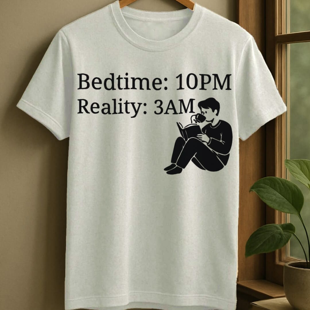 White / S Bedtime versus reality t-shirt
