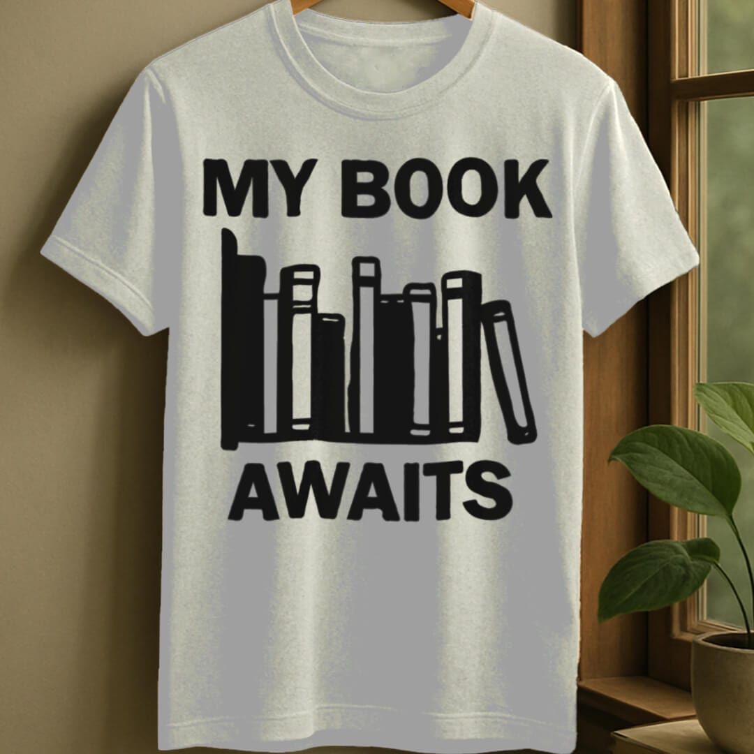 White / S Book awaits t-shirt