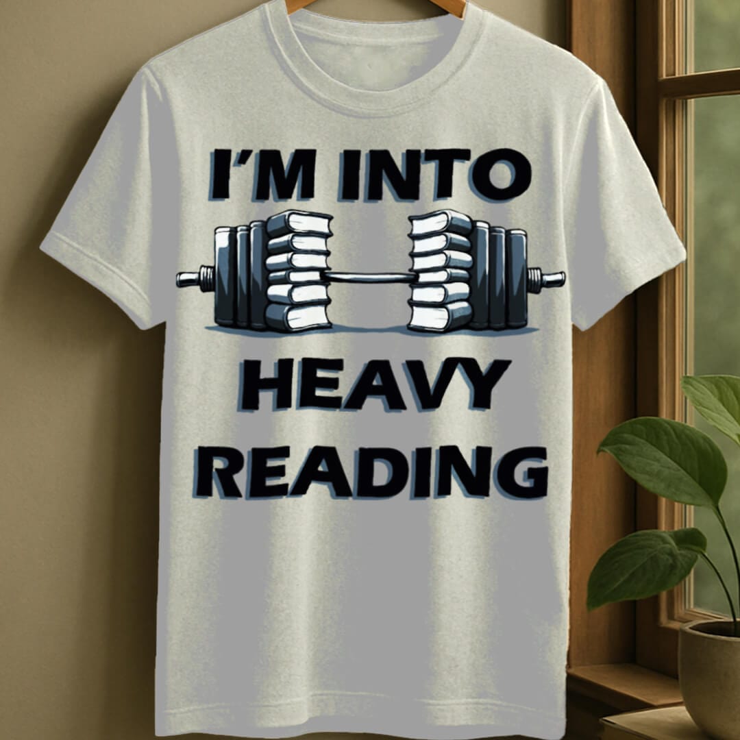 White / S Book barbell t-shirt