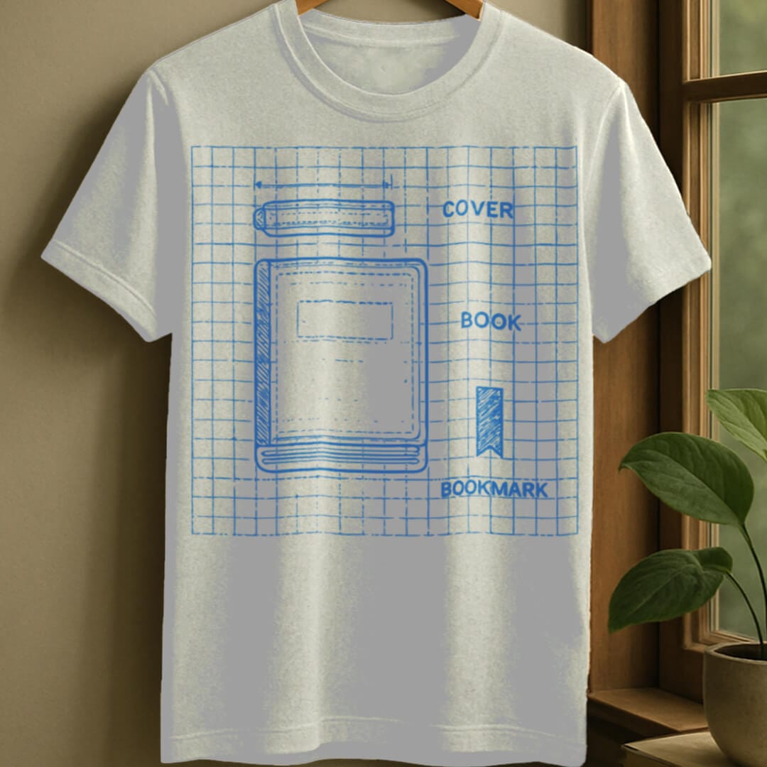 White / S Book blueprint t-shirt