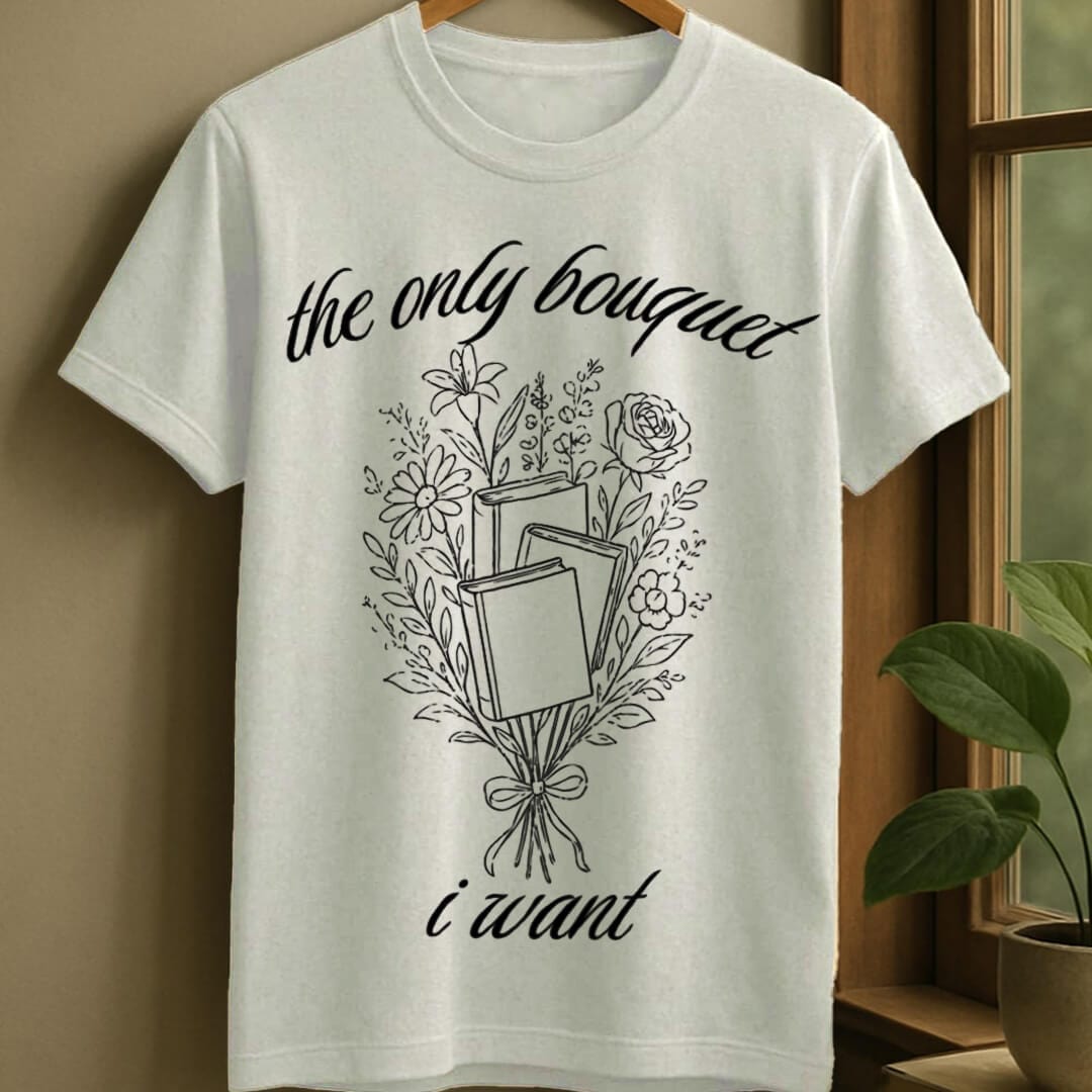 White / S Book bouquet t-shirt