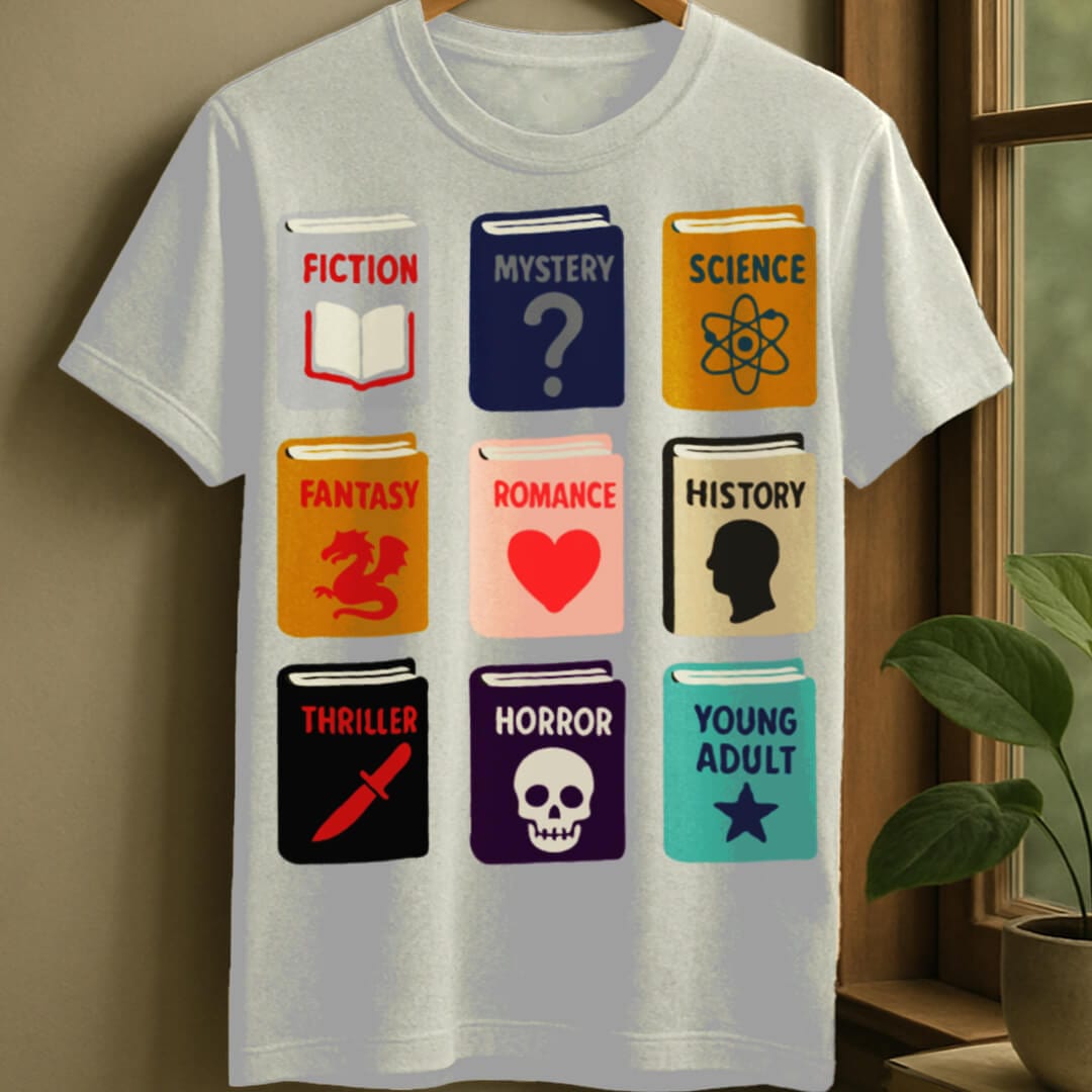 White / S Book genre t-shirt