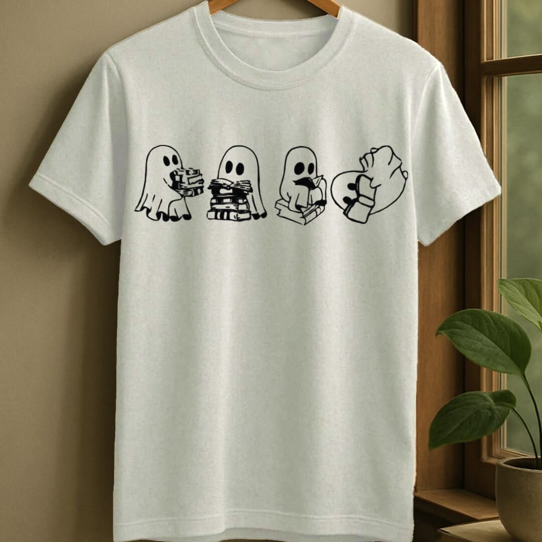 White / S Book ghost t-shirt