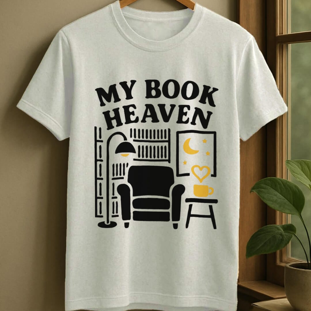 White / S Book heaven t-shirt
